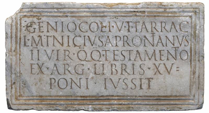 Pedestal of a statue dedicated to the Genius of the Colonia Tarraco